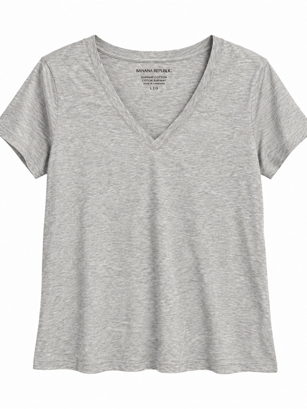 NWT Banana Republic 100% Supima Cotton V-Neck T-Shirt - Heather Grey, Size L